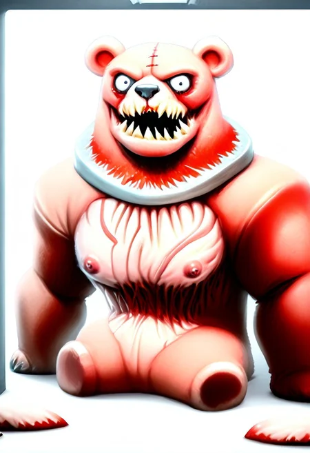<lora:Zazu-a:1> hattiezazu, digital art, soft light, score_9, score_8_up, score_7_up, score_6_up, score_5_up, score_4_up, cute girl, monsterous, small cute huge fake tits, nipples bear, teddy bear bade out of patches kf human skin, stitched together, fleshly, solo, kitchen background, hattiezazu, digital art, soft light, cybermutant, fleshmutant, CarnageStyle, DonMFr4nk3nst31nXL , ruanyi0606,bear costume,red bowtie,teddy bear, DonMFr4nk3nst31nXL , cybermutant, fleshmutant, CarnageStyle, ruanyi0606,bear costume,red bowtie,teddy bear,, hattiezazu, digital art, soft light, ral-ktchzpong, Wes Anderson's restaurant, huge fake tits, clothed, cleavage girl starting at camera, scars, disgusting skin, stirches, carnage, flesh covered, huge exposed boobs, horny girl