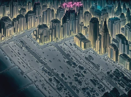anime screenshot, masterpiece, best quality, very aesthetic,
no humans, city, building, skyscraper, tokyo, neon lights, road, pavement, cyberpunk, science fiction, <lora:GITS Illustrious:0.9>