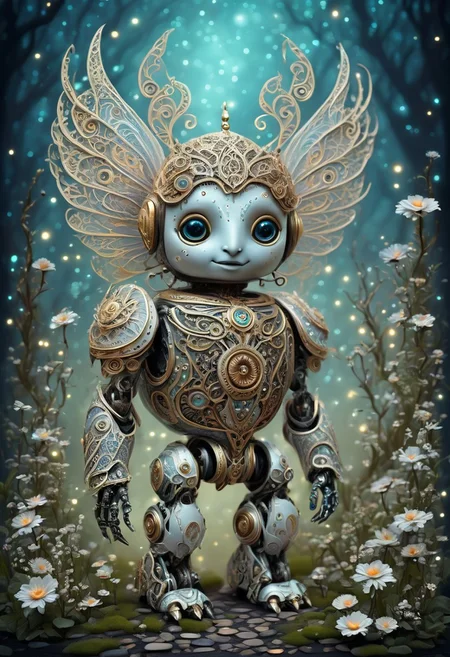 angelic manuka robot, cute, fantasy, intricate details, ethereal