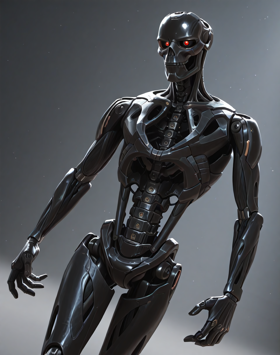 <lora:Rev_9_(Terminator)_(Illustrious)_(AD):1> Rev 9, endoskeleton, robot, 
((
exterior, science fiction,
dutch angle, dynamic action, male focus, solo, villain, solo, powerful, superiority, brushed titanium, 
)),
BREAK: very awe, aesthetically pleasing, masterpiece, best quality, amazing quality, very aesthetic, depth of field, absurd details, depth of field, atmospheric rendering, natural shading, soft shading, photographic realism, 8K 3D CGI render,
BREAK: lazympos, lazypos (3),