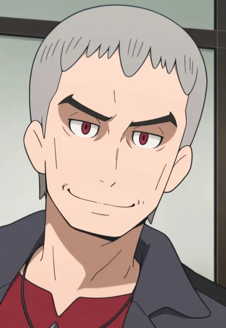 masterpiece, modern, new, 1boy, solo, male, masculine face, daddy looking face,

PokemonNanu, grey hair, red shirt, black jacket, necklace, red eyes, headshot, looking at viewer, smiling