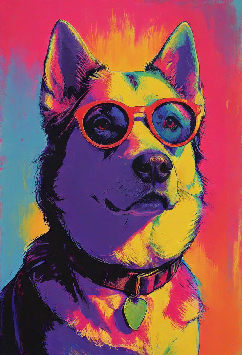 impactful color paint of, a Siberian Husky
Dog breed, wearing dark sunglasses, highly detailed, vibrant colors , 8k, sharp, professional, clear, high contrast, high saturated, , vivid deep blacks, crystal clear