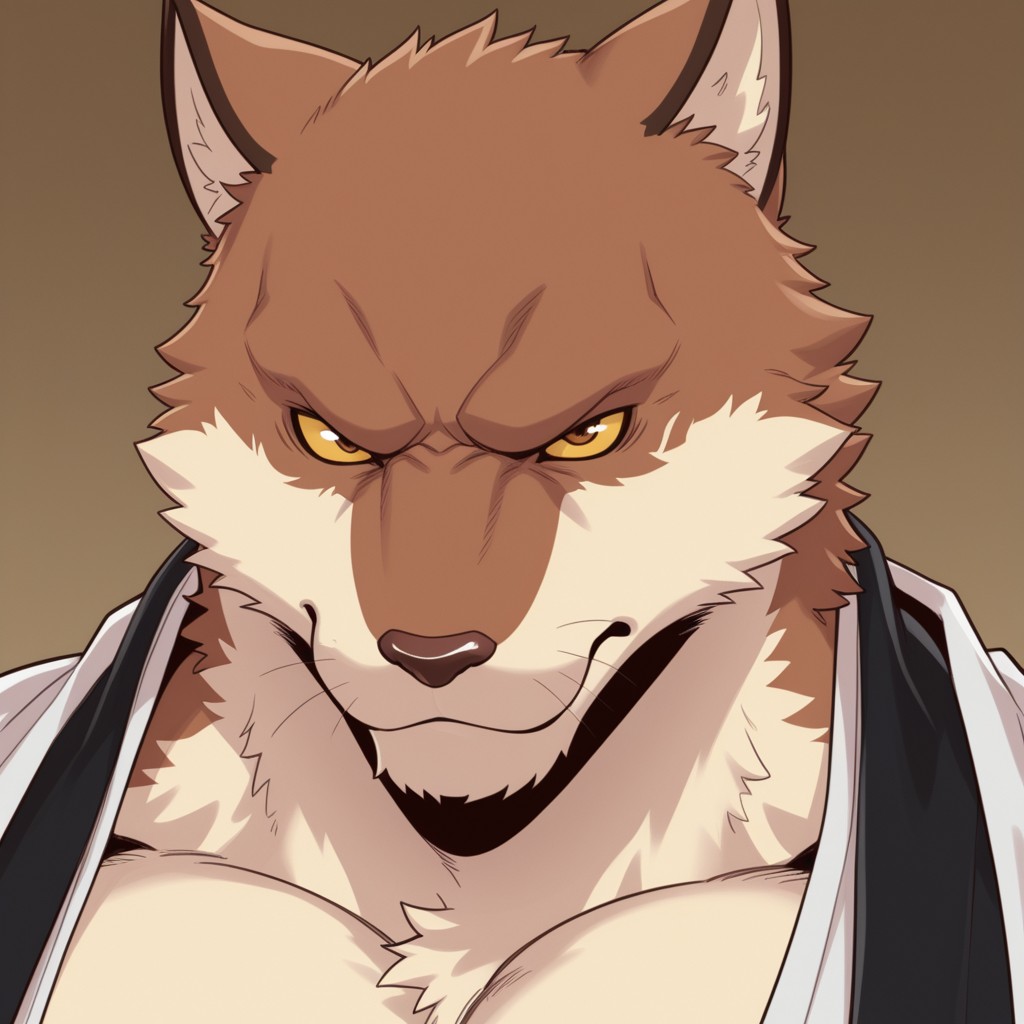 masterpiece, best quality, amazing quality, 1boy, solo, Sajin Komamura, bara, yellow sclera, close up, Kimono, 