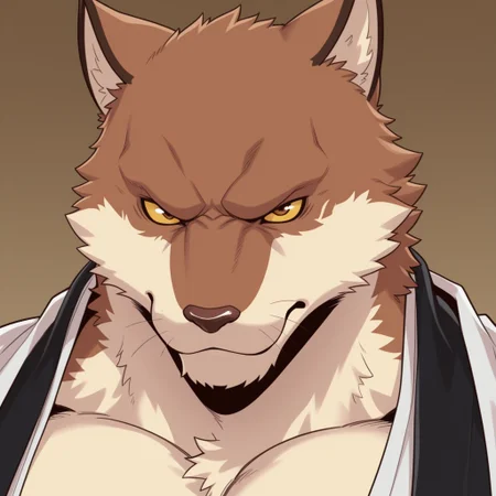 masterpiece, best quality, amazing quality, 1boy, solo, Sajin Komamura, bara, yellow sclera, close up, Kimono,