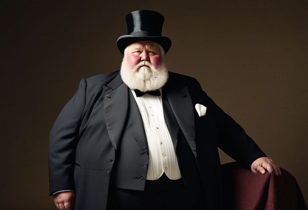 gf_oliver, obese bearded grandpa, wearing formal dress, top hat