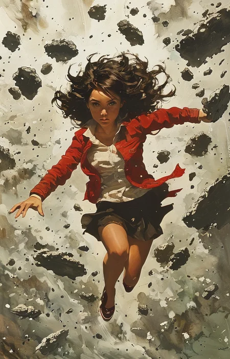 masterpiece,best quality,<lora:tbh223-sdxl:0.9>,illustration,style of Greg Capullo, tech genius teenage girl