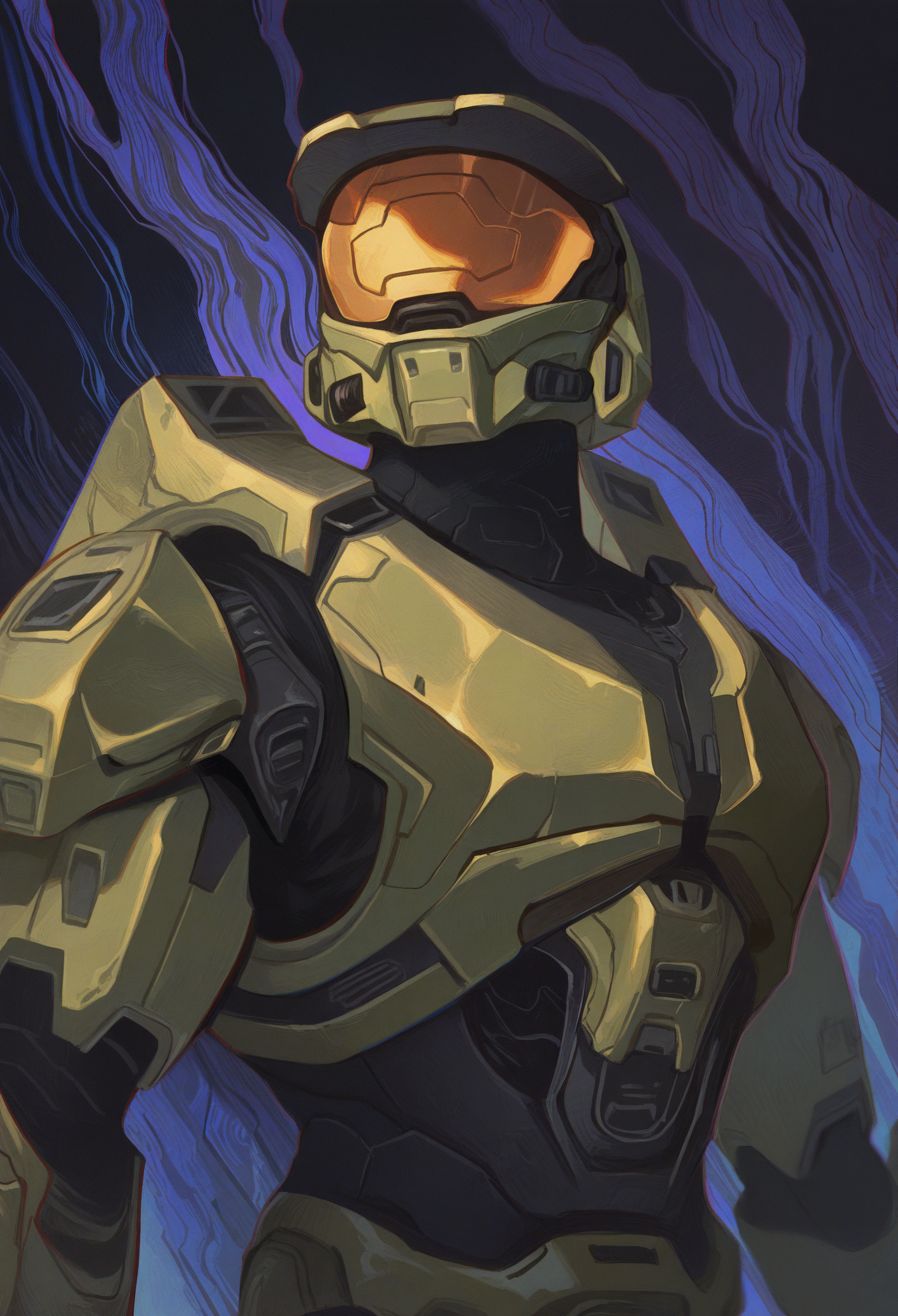 1boy, solo, male focus, abstract background, abstract, 
helmet, visor, power armor, 
masterpiece, best quality <lora:AmiThompson-adafactor-guy90:1>, nosima, <lora:masterchief-halo-richy-v1_ixl:1>, masterchief