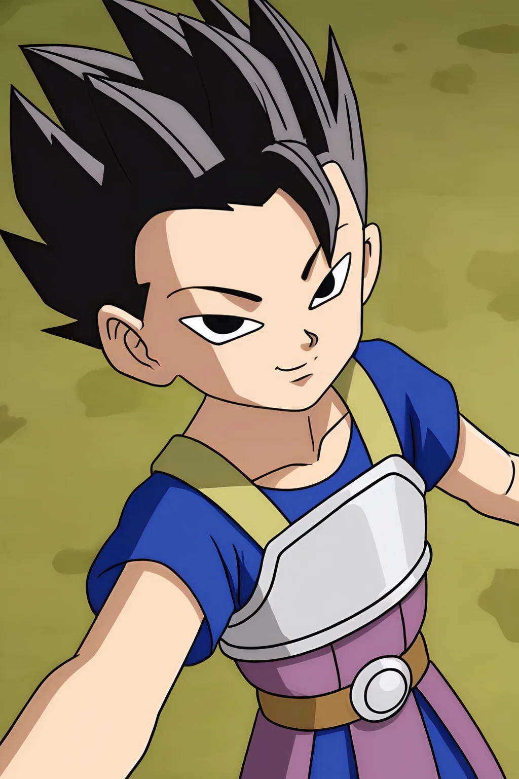 source_anime, score_9, cabba, solo, looking at viewer, rock, black hair, 1boy, green sky, male focus, black eyes, smirk, blue shirt, spiked hair, selfie, v-shaped eyes, v-shaped eyebrows, saiyan armor, official style, collarbone, from above, 
 <lora:cabba_pony_v1:0.8>