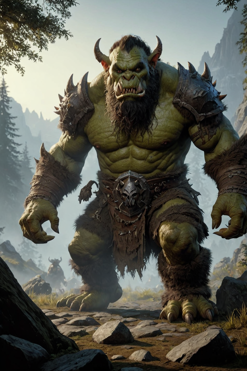 ultra realistic 8k cg, masterpiece, professional artwork, cinematic lighting,  painting of a (Orc) summoning monsters <lora:Fantasy_Monsters_XL:1>