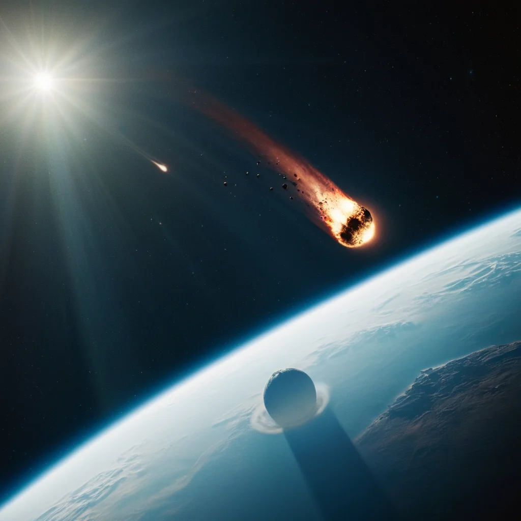 cinematic film still of <lora:collision style:1>
A collision of a comet is flying past a planet in the sky,no humans,star (sky),scenery,realistic,space,planet,earth (planet),galaxy , impact, crash, explosion, destruction, strike, wreck, smash, planet, outer-space, galaxy, cinematic, film, different color, real, collision style, shallow depth of field, vignette, highly detailed, high budget, bokeh, cinemascope, moody, epic, gorgeous, film grain, grainy