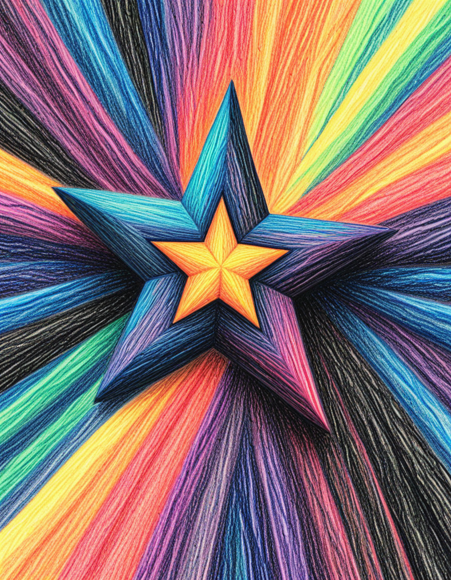 novuschroma72 style Black Star, Bright Dawn  crayon drawing <lora:novuschroma72 style:1>, <lora:sdxl_lightning_8step_lora:1>