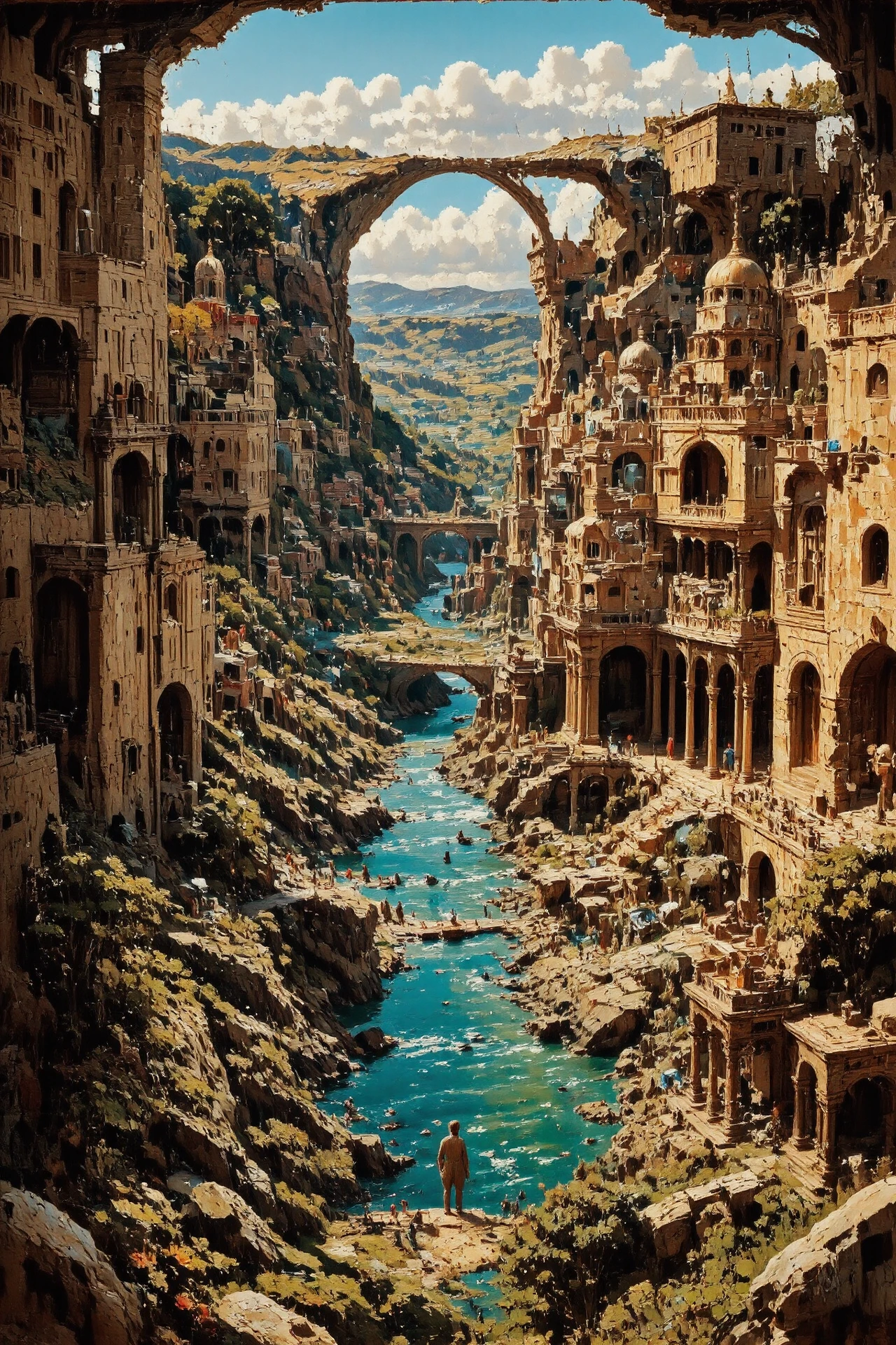 roman city, beautiful surreal landscape, surrealism, mysterious, strange worlds, woman, intricate, very detailed, multilayer paint style, colorful, <lora:Hand v2:1> <lora:Anti-Blur:1> <lora:Insane Detail Slider:0.5>   <lora:Flux.1_Turbo_Detailer:0.6> <lora:flux-photo-transparent_Alpha_1.0:0.8> <lora:flux.1_lora_flyway_Epic-detail_v2:1> <lora:Painterly01b_CE_FLUX_AIT:0.8> pntrlyCE_style, <lora:PsykeV1:1> <lora:VividlySurreal:1>
