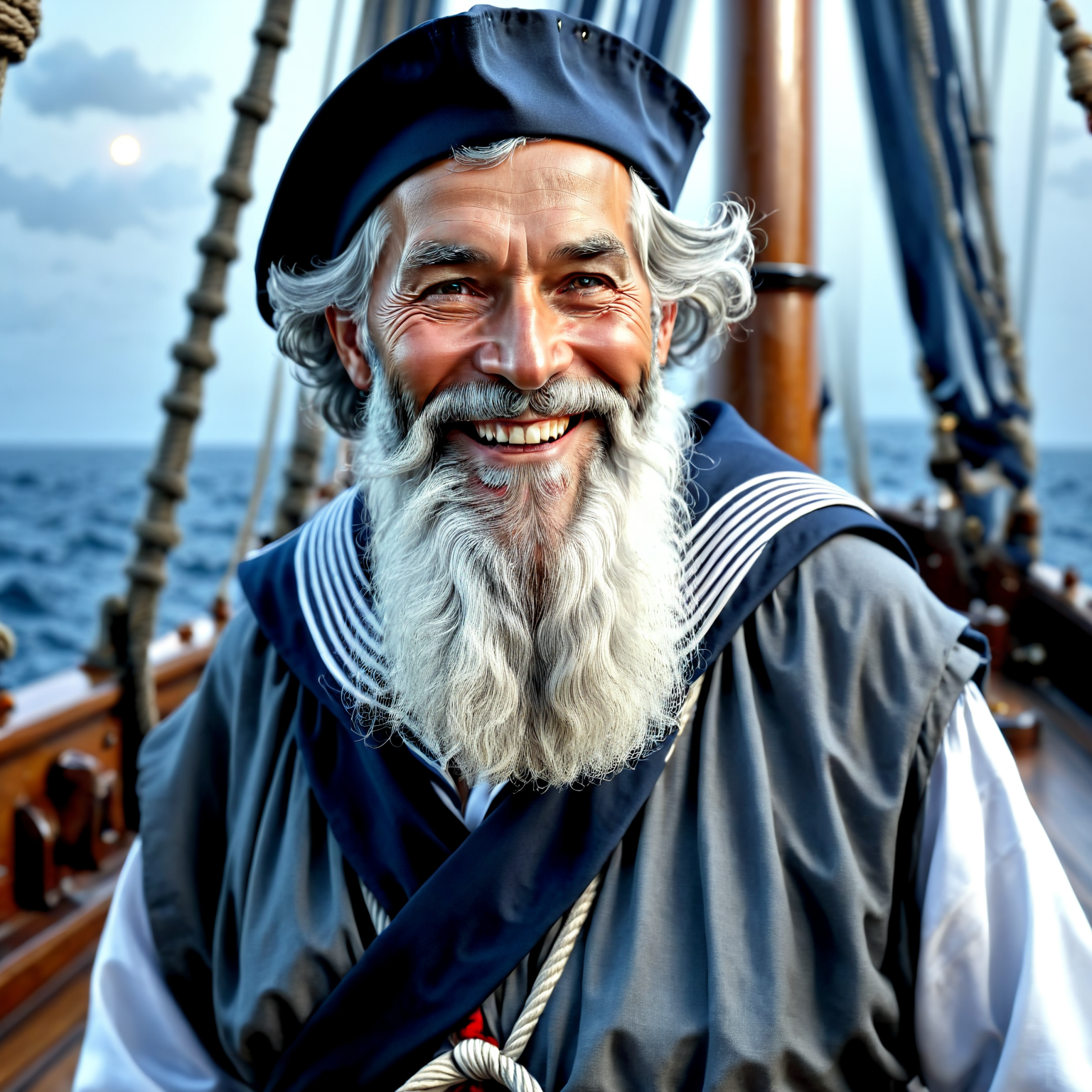 1boy, old man, grey hair, long grey beard, looking at viewer, smile, traditional sailor clothes, <lora:The_Deep_Dark_Ocean-sdxl:1>, deepdarkocean, best quality, masterpiece, 4k, uncensored, prefect lighting, rating_explicit, very aesthetic, detailed, <lora:add_details_xl:0.6>, very detailed, <lora:SDXLHighDetail_v5:0.6>
