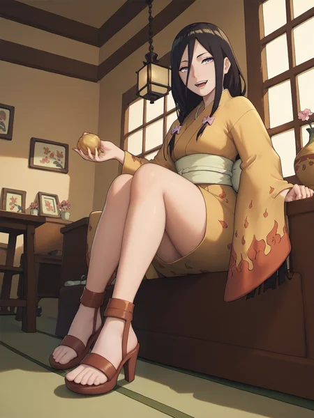 erfect Hands,Perfect feet, score_9, score_8_up, score_7_up, score_6_up, score_anime,1girl,,<lora:hyuuga_hanabi2-000005:0.8>, hyuuga hanabi, full body, indoors, hyuuga hanabi's fire pattern kimono \(kimono\),high heels,sandals,looking at viewer, <lora:Smooth_Anime_2_Style_SDXL_LoRA_Pony_Diffusion_V6_XL:0.8>,<lora:Perfect Hands:0.8>