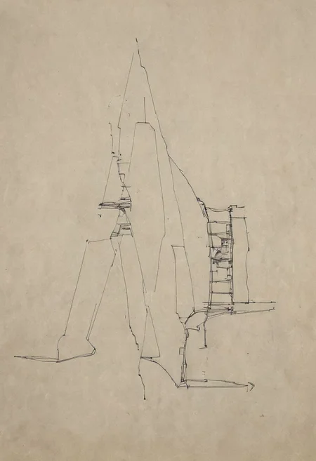 a professional hand sketch of architecture,
(POV view , DOF, first people view from the entrance, low angle shot:1.4),
(Ancient civilization, Alien Prometheus movie scene, dune movie scene:1.5), (The colonial city of the future, in the mist-filled Grand Canyon, on an unknown Earth-like planet, 2 moon on sky, Spaceship flight connects colonies, waterfulls:1.3), (Machu Picchu, a mountain settlement, incredibly spectacular:1.2), (Mario Botta:1.3), (avant-garde, future, reality, science fiction, photorealistic), (modern architecture:1.2), White limestone with black granite, fountain, waterfall, landmark, square, path, narrow street,
(Large Files, Ultra Realistic, 8K, 16k, FHD, HD, VFX, Perfect, Photography, composition, Architecture Sales Photography, Architecture Competition, Ultra High Resolution, Cinematography, High Resolution Image:1.1), (dramatic lighting, direct sunlight, ray tracing, clear shadow:1.2),  (real landscape:1.1), (blurred background:1.0), (urban background, more_details) ,
great lighting, extremely detailed, hillscastel, Neo Classic, Architecture sketch