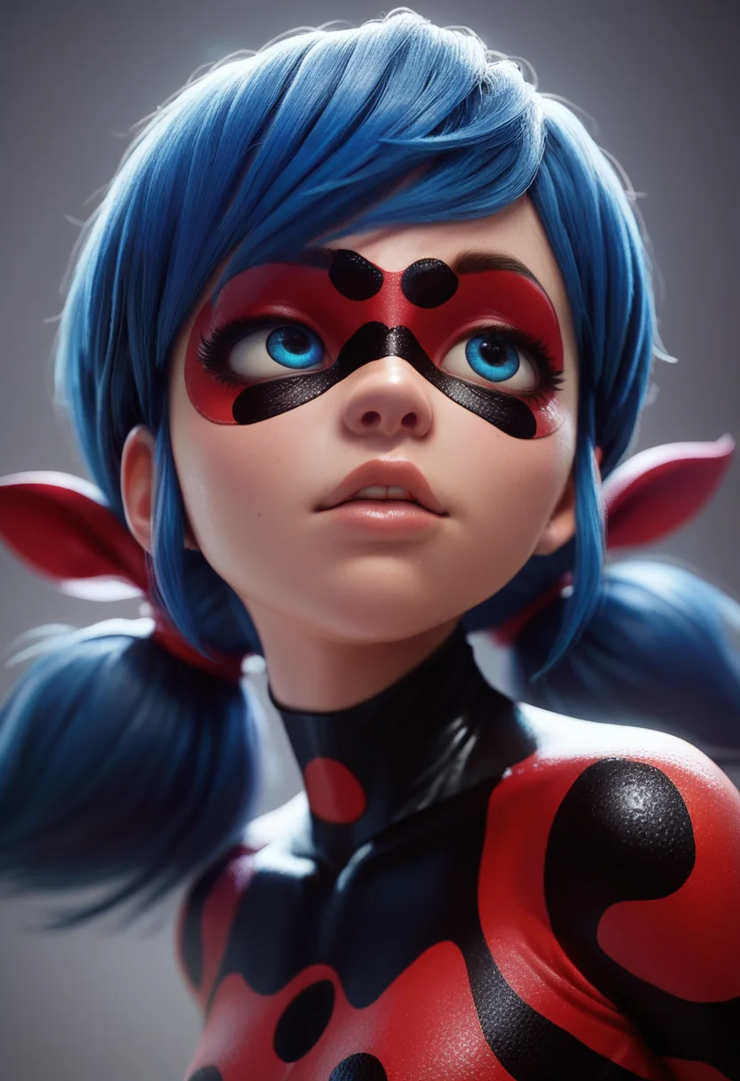 score_9, score_8_up, score_7_up, score_6_up, score_5_up, score_4_up, BREAK, source_cartoon, source_anime , <lora:Ladybug:0.9> 1girl, blue eyes, bodysuit, domino mask, portrait, hair ribbon, ladybug costume, ladybug outfit, lips, long hair, low twintails, solo, twintails, blue hair, <lora:Realistic000003_1_2.5DAnime_0.05_Merge1:1> <lora:add-detail-xl:1> zPDXL