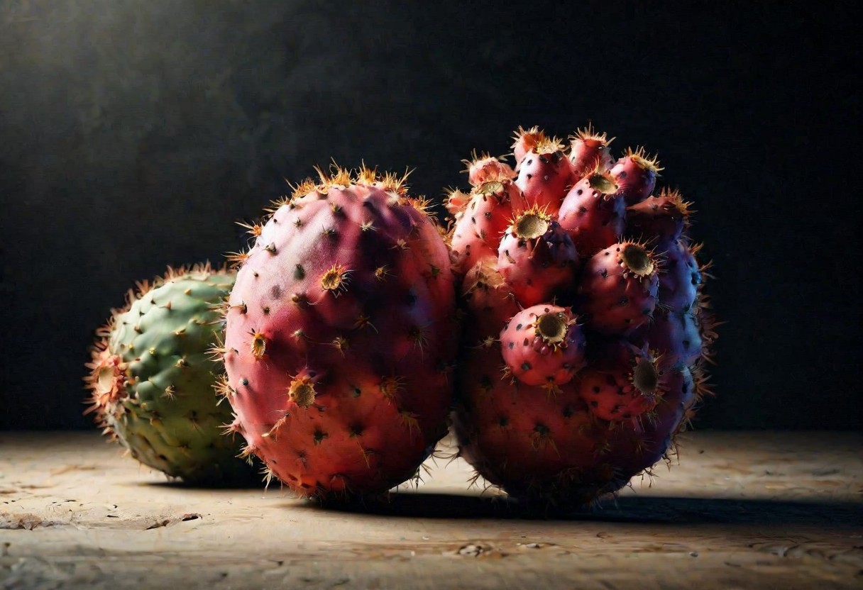Ripe red pitahaya fruit in harshly lit photo studio., unreal engine 5, 8k, Stable_Yogis_PDXL_Positives
