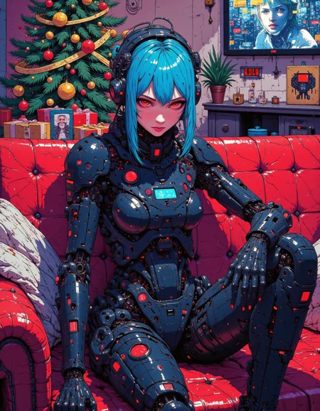 nistyle, hatsune miku as a cyberpunk cyborg girl ,pixel face, screen face, in a mechanical christmas living room, anime style. (vibrant masterpiece, (8k1.5), UHD, very detailed, high-quality, best artist, sharp edges, detailed textures, full view, atmospheric lighting, stunning visuals)
<lora:flux.1_lora_flyway_Epic-detail_v2:0.5>
<lora:CPA:0.7>
<lora:test2:0.7> , <lora:christmas living room-flux-lora:0.5>