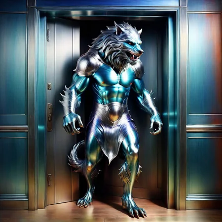 cs-m3tal-ok_v06-1000, mature Austrian male werewolf walking through a doorway