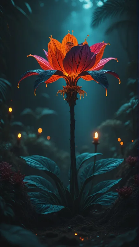 A mesmerizing neon jungle teeming with luminescent plants. Vivid colors pulse in the darkness as strange alien flora releases shimmering spores into the air. 
, aidmafluxpro1.1 <lora:aidmaFLuxPro1.1_v0.3_IL:0.45>,
 aidmaHyperrealism <lora:aidmahyperrealism_IL:0.55>,
aidmaMJ6.1 <lora:aidmaMJ6.1_v0.5_IL:0.75>