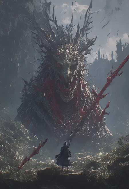 score_9,score_8_up,score_7_up
solo, knight, spear,
foreshortening, warped perspective, fisheye,
bosstyle, windigo, bsft, 
collumns, foliage, 
smoke, 
red sigils, magical sigils, 
pixel, commodore, 
terror, horror, eerie,
bosstyle,