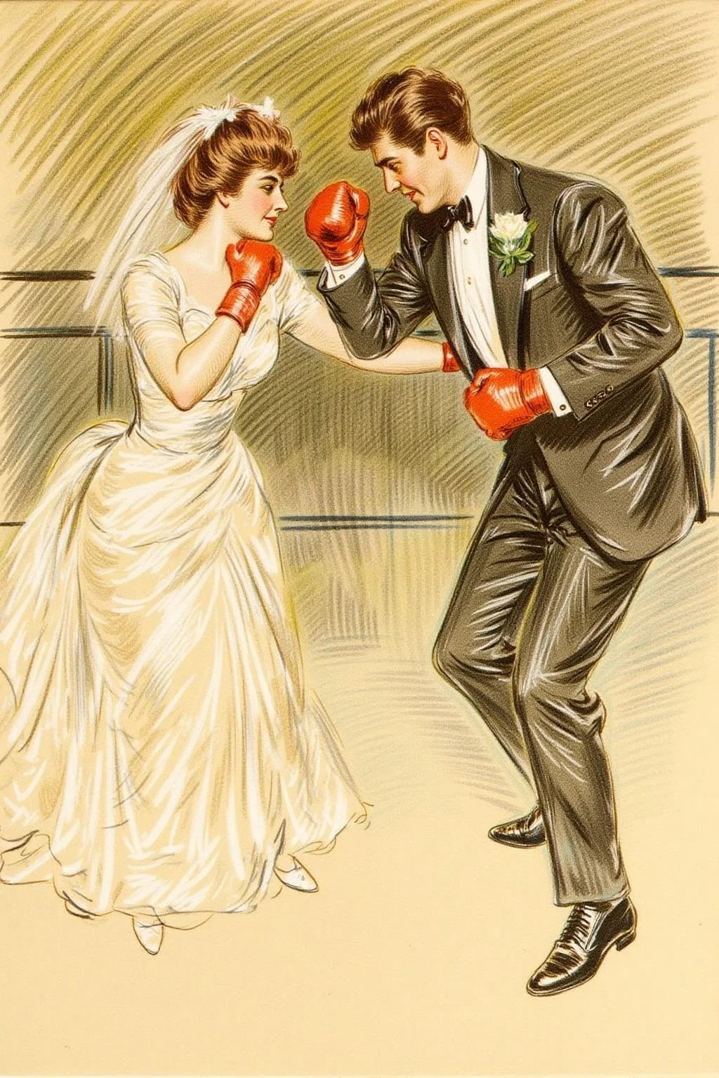 paulcesarhelleu1 illustration of a man and a woman boxing at a wedding.
<lora:paulcesarhelleu1_cap_d6a3e11:0.8><lora:844406693983964256:0>