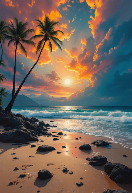 surreal, minimalism, winter holidays hawaii style, oil, refined, style by marcel duchamp, full-lenth view, dynamic, ultra hd, chiaroscuro light, vivid color, professional photo, ultra sharp