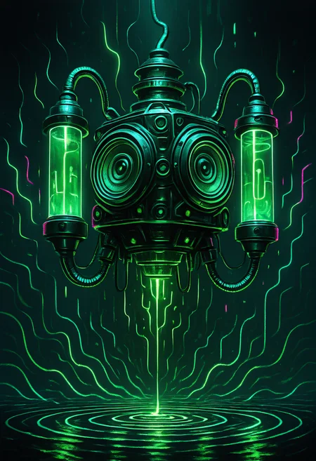 masterpiece, best quality,     <lora:AudioFileFuture_IXL_v1:1.0>,  AdFF, machine, abstract, green theme,