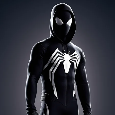 cinematic film still of <lora:Symbiote Suit:0.8>
A Symbiote Suit of a man in a spider - man suit standing with his hands in his pockets,Spider-Man Symbiote Suit,solo,simple background,black hair,1boy,white background,standing,jacket,full body,male focus,boots,alternate costume,pants,dark skin,hood,black footwear,hoodie,dark-skinned male,hands in pockets,zipper pull tab,black hoodie,raihan (pokemon) , realistic, realism, photorealism, hyperrealism, hyperrealistic, realistic, sharp, detailed, cinematography style, film light style, movie still, professional photography, artistic, perfection, contrast, cinematic, filmic, high quality photo, 8k quality, colorful, dark shadow, shallow depth of field, vignette, highly detailed, high budget, bokeh, cinemascope, moody, epic, gorgeous, film grain, grainy