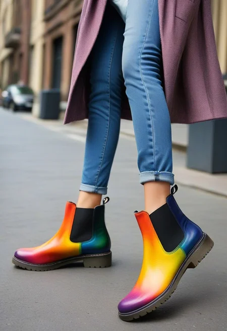 street fashion, photo, masterpiece
BREAK
1girl, (multicolor), (chelsea boots), (foot focus), (ankles visible)
