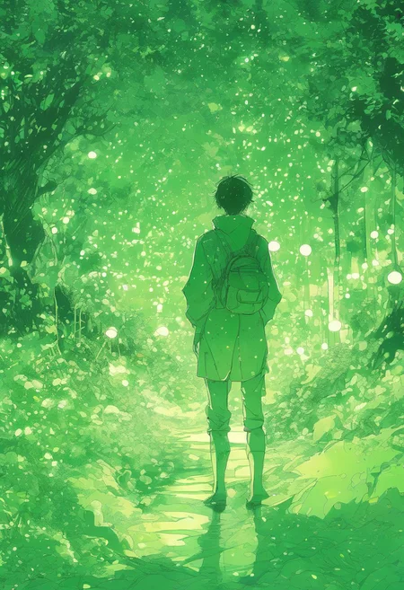 cinematic medieval art ,score_9,score_8_up,anime ,green abstract posion , reflective, colour splash background, backlit lighting, green pison theme,ghibli anime art, gh1bl1, midjourney, mj manga