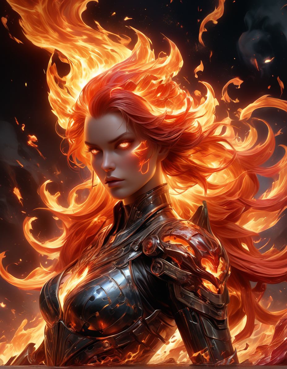 art by aleksi briclot,raymond swanland,flaming,armorefd,heroine,full body,masterpiece,8k,Infernal style,8k uhd,absurd res,ultra detailed,masterpiece,awardwinning,sharp focus,intricate detail,50mm lens,glowing,epic,trending on artstation cgstudio, masterpiece, redhead, focus, full of colour, very fine art portrait, very detailed, unreal-engine,8k, octane render, very contrast: atmospheric lighting:1 <lora:InfernalStyleXL-000006:0.5>