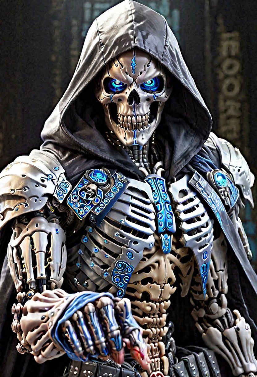 close up, Cyborg Assasin, black Hooded cape, (metalic hand), ((Pointing Finger At Viewer))