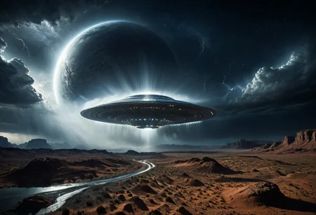 giant extraterrestrial grays watching planet earth closely with universe around them::3
high definition photography, sci-fy style, poetical scene, desert, storm, thunder, ufo flying, Depth of Field, F/ 2. 8, high Contrast, Cinematic Lighting, ethereal light, intricate details, extremely detailed, incredible details, full colored, complex details, Photography, Photoshoot, wide angle shot, Super Resolution, ProPhoto RGB, Massive, Big, Spotlight, Frontlight, Halfrear Lighting, Backlight, Rim Lights, Cinematic Lighting, volumetric Light, Contre Jour, Rembrandt Lighting, Beautiful Lighting, Accent Lighting, Global Illumination, Ray Tracing Global Illumination, Optics, Materiality, Ambient Occlusion, Glowing, Shadows, Rough, Shimmering, Ray Tracing Reflections, Chromatic Aberration, CGI, VFX, SFX, 8k, insanely detailed and intricate, hypermaximalist, elegant