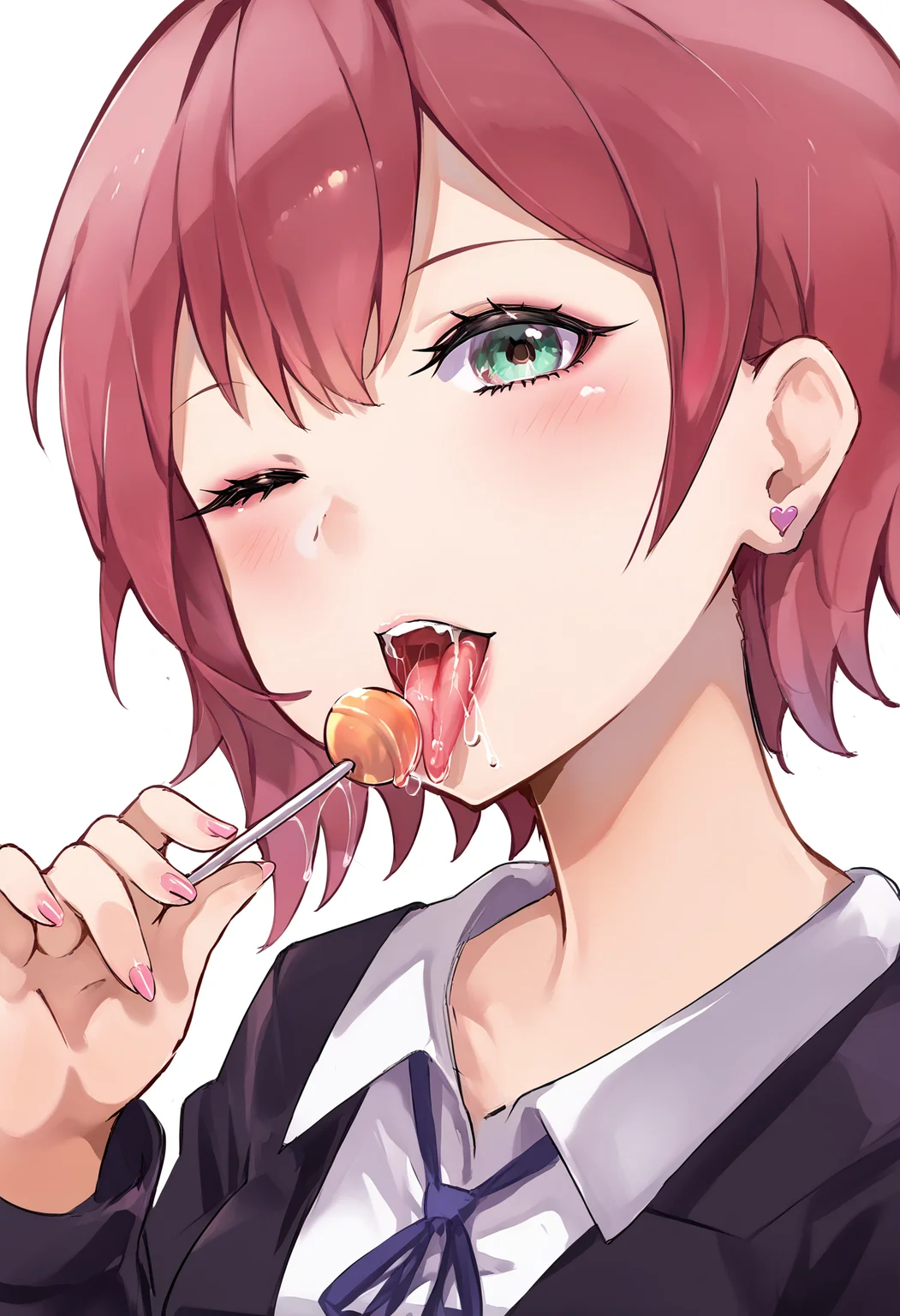score_9, score_7_up,source_anime,rating_explicit,uncensored,anatomically correct,best perspective BREAK
1girl, <lora:hirostyle:1> hirostyle, <lora:lickinglollipop:1> licking, lollipop, tongue, candy, tongue out, upper body, saliva, close-up, saliva trail, looking at viewer, one eye closed, wink, blush,