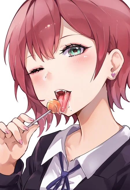 score_9, score_7_up,source_anime,rating_explicit,uncensored,anatomically correct,best perspective BREAK
1girl, <lora:hirostyle:1> hirostyle, <lora:lickinglollipop:1> licking, lollipop, tongue, candy, tongue out, upper body, saliva, close-up, saliva trail, looking at viewer, one eye closed, wink, blush,