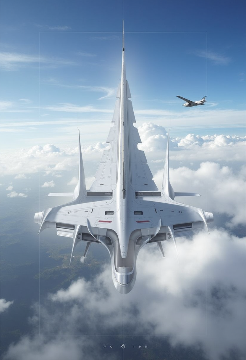 yfg-srs Outdoors, sky, cloud, no humans, bird, letterboxed, building, scenery, flying, science fiction, fog, spacecraft