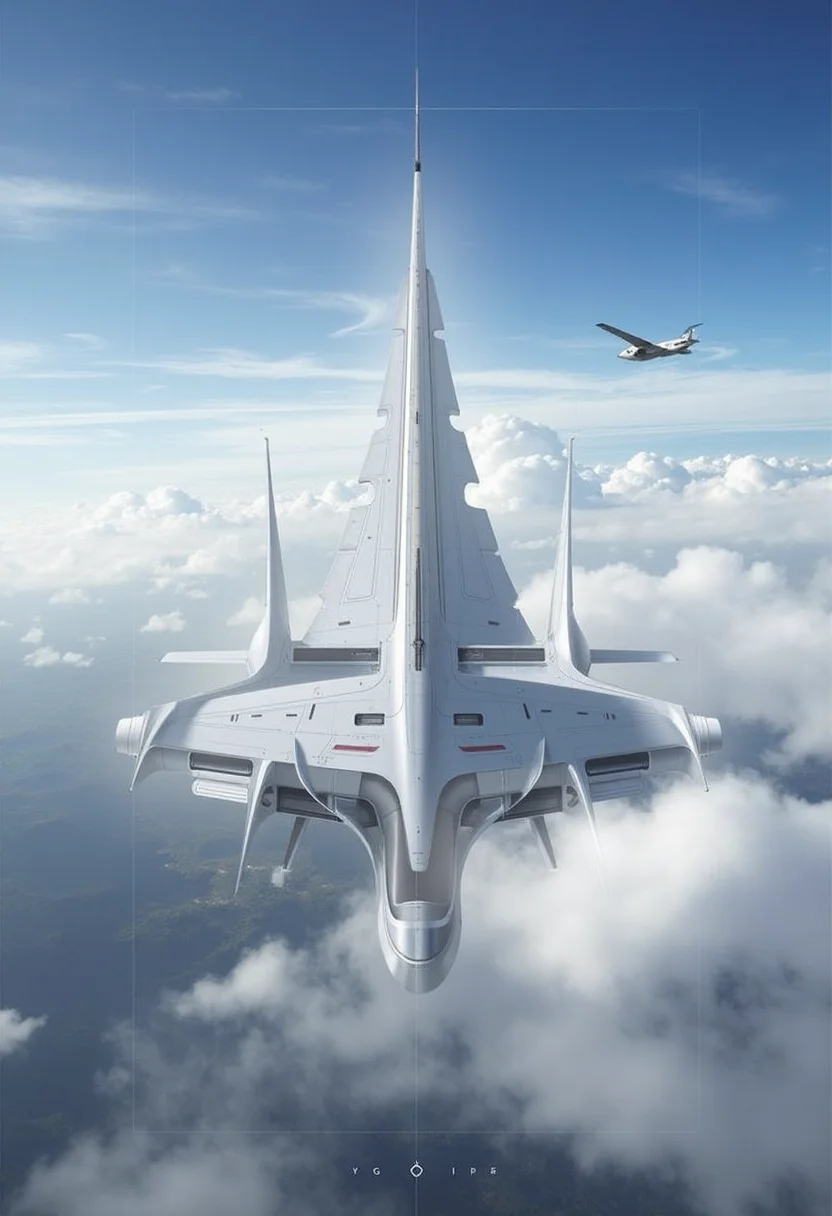 yfg-srs Outdoors, sky, cloud, no humans, bird, letterboxed, building, scenery, flying, science fiction, fog, spacecraft