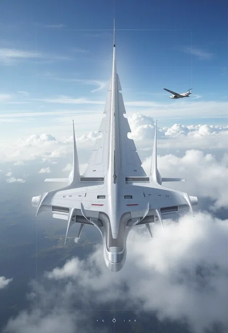 yfg-srs Outdoors, sky, cloud, no humans, bird, letterboxed, building, scenery, flying, science fiction, fog, spacecraft