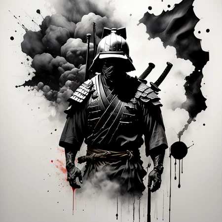 tshirtdesign, Samurai wielding a sword. Trail of blood. Spray of blood Motion blur, Charcoal and acrylic paint, minimalistic, stylistic, dynamic<lora:T-shirt_Design_v1a-10:1>