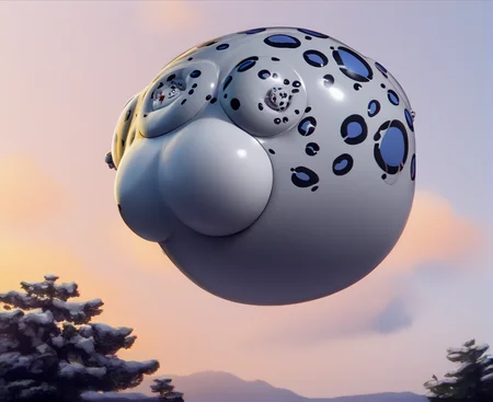 score_9, score_8_up, score_7_up, score_6_up, score_5_up, score_4_up, snow leopard, anthro, female, felid, pantherine, sky, silver dress, inflating, floating, spherical nflation, sunken hands, sunken feet, puffed neck, leaning forward,  <lora:InflationXL_063-NoReg-epoch-08:1>