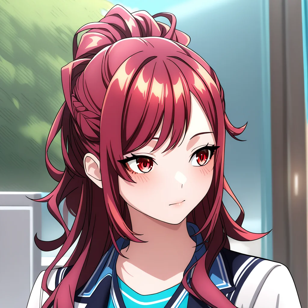 masterpiece,best quality,newest,absurdres,highres,safe,<lora:noobai_ep11_stabilizer_v0.138_fp16:1>,kaede kazama,red hair,<lora:Kaede Kazama_1:1>,1girl,portrait,