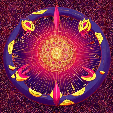 score_9, score_8_up, score_7_up, colored Mandala style, medium stylized pattern, (deep_purple base, black, red, and gold details), (glowing_golden_elements:1.2), Seviper, serpentine, vertical_figure_eight_pattern, intricate_design, symmetrical, traditional_mandala, luminous, mystical, highly_detailed, geometric_patterns, harmonious_composition, masterpiece, balanced, artistic, reverence, best quality, absurdres, highly detailed,