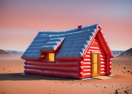 Inflatable log cabin,mars, <lora:Inflatable_v9:1>,red sky