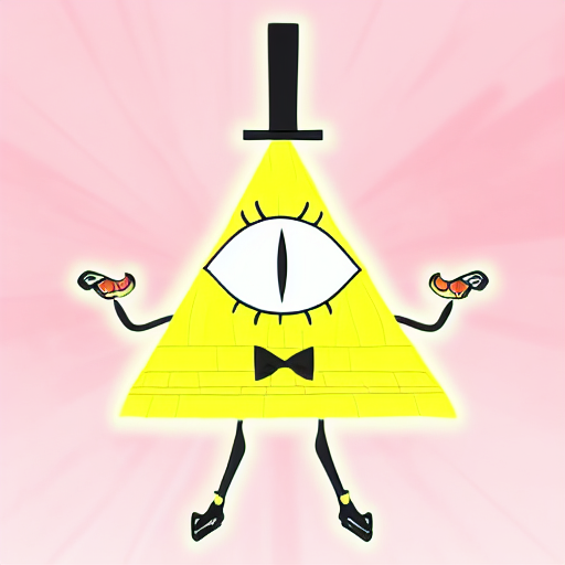 A cute pink fluffy Bill Cipher as an anime character