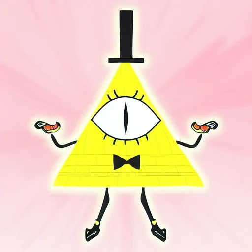 A cute pink fluffy Bill Cipher as an anime character