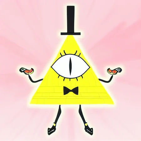 A cute pink fluffy Bill Cipher as an anime character