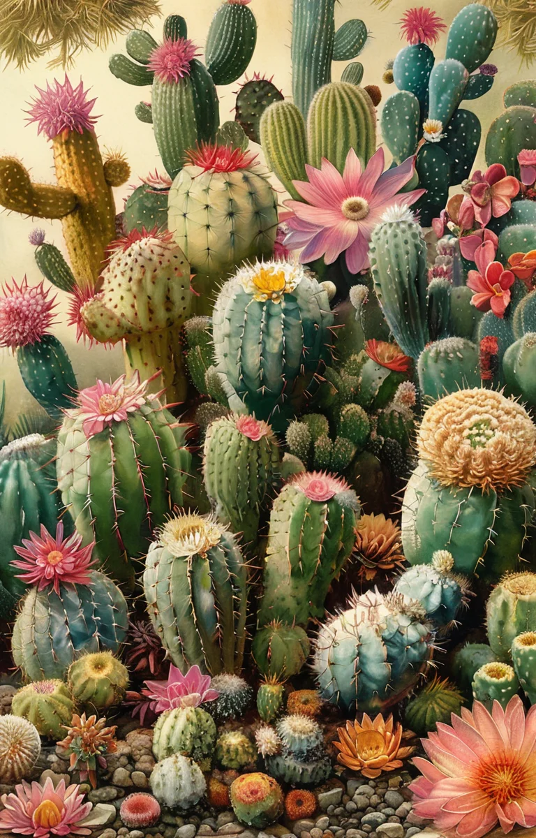masterpiece,best quality,<lora:tbh225-sdxl:0.9>,illustration,style of Biological illustration,cactus,