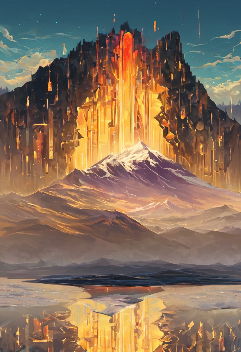 score_9, score_8_up, score_7_up, score_6_up, semi-realistic artwork, high quality, vibrant colors, best quality rendering, intricate details, high resolution, sharp focus, best render quality,KluClew Style V2,
masterpiece, (majestic mountain:1.5) landscape at sunrise, (vibrant colors:1.3), (soft clouds:1.2), serene, tranquil, detailed textures, (reflective lake:1.4), by Ansel Adams, high resolution, cinematic lighting, nature photography, trending on artstation, deep shadows, high contrast