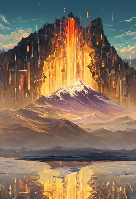 score_9, score_8_up, score_7_up, score_6_up, semi-realistic artwork, high quality, vibrant colors, best quality rendering, intricate details, high resolution, sharp focus, best render quality,KluClew Style V2,
masterpiece, (majestic mountain:1.5) landscape at sunrise, (vibrant colors:1.3), (soft clouds:1.2), serene, tranquil, detailed textures, (reflective lake:1.4), by Ansel Adams, high resolution, cinematic lighting, nature photography, trending on artstation, deep shadows, high contrast